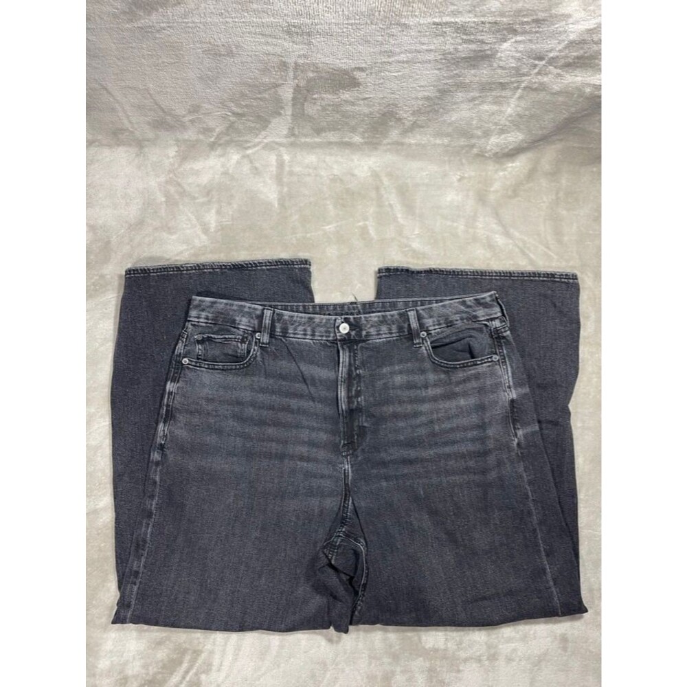 American Eagle Baggy Wide Leg Jeans Women Size 20 Black Curvy Super High Rise - Picture 3 of 15